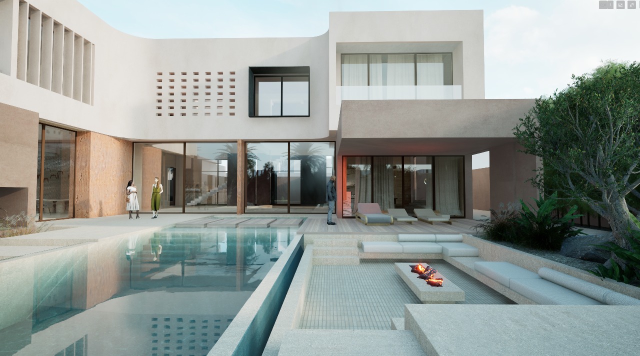 Villa Yasmeen pool terrace rendering